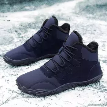 Мужские нескользящие бархатные походные ботинки - пятипалые, износостойкие, повседневные зимние ботинки 39 темно-синий