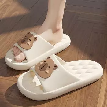 Мужские нескользящие домашние тапочки с толстой подошвой и мультяшным дизайном Bear, 40-41 чёрный