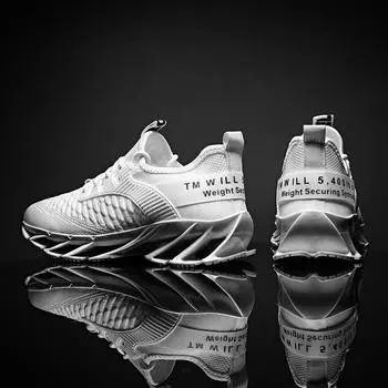 Мужские нескользящие износостойкие кроссовки для бега с сетчатой дышащей спортивной обувью для активного отдыха черного цвета, модные кроссовки для походов 2025 года, новый стиль 39 чёрный