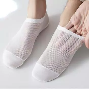 Мужские нескользящие носки, летние носки, повседневные дышащие сетчатые носки для ходьбы, бега, спортивные носки one size чёрный