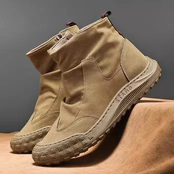 Мужские нескользящие повседневные ботинки 2024 года, модные дышащие рабочие ботинки, осенние уличные высококачественные износостойкие защитные ботинки для труда 39 хаки