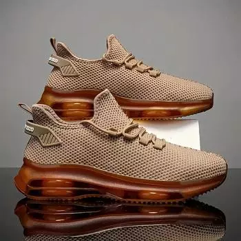 Мужские нескользящие повседневные кроссовки, дышащие, для бега на открытом воздухе, тренировок, походов, спорта, бега на открытом воздухе, женские плетеные трикотажные туфли на шнуровке 39 хаки
