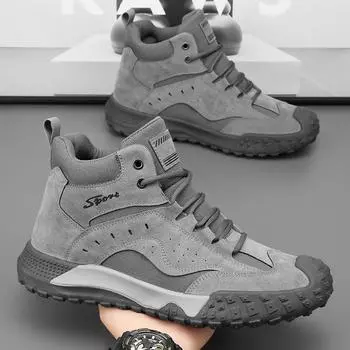 Мужские нескользящие рабочие ботинки 2025 года, новые уличные ботинки на платформе, мужские модные универсальные походные ботинки, удобные весенние кроссовки для мужчин 39US65