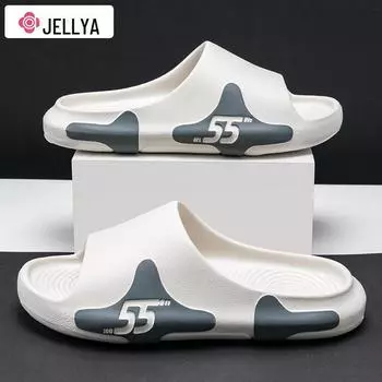 Мужские нескользящие сандалии Jieliya EVA - удобные летние тапочки для использования в помещении и на улице 44-45 (fits 43-44) белый/серый