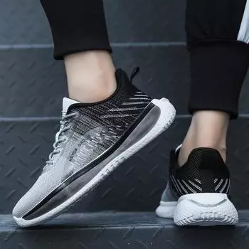 Мужские нескользящие сетчатые кроссовки, легкие дышащие спортивные кроссовки для бега, ходьбы и тенниса 44 чёрный