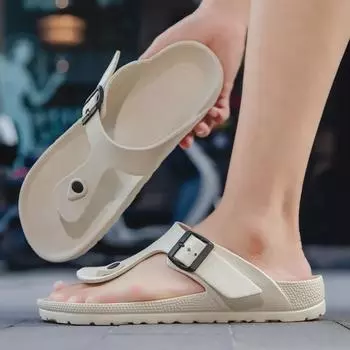 Мужские нескользящие шлепанцы с пряжками и мягкой подошвой для использования на открытом воздухе/в помещении - модные летние пляжные сандалии 35/36 зелёный