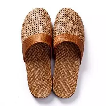 Мужские нескользящие тапочки из ротанговой травы, удобные дышащие пляжные сандалии, мужские летние домашние тапочки для дома, обувь 43-44EU/CN44-45 синий