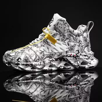 Мужские нескользящие ультралегкие баскетбольные кроссовки для спорта на открытом воздухе Graffiti Мужская спортивная обувь 39 красный