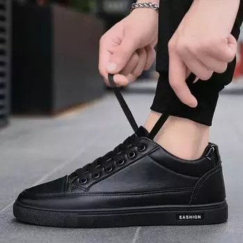 Мужские нескользящие водонепроницаемые кухонные туфли - черные дезодорирующие кожаные повседневные рабочие туфли 2024 года 1715, 43 чёрный