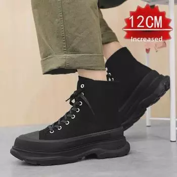 Мужские невидимые кроссовки, увеличивающие рост: 12 см высокие, 10 см повседневные парусиновые туфли на толстой подошве, модные туфли COS. 44