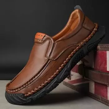 Мужские низкие кожаные туфли мокасины кеды повседневные туфли без застежек большие размеры 39-48 39 чёрный