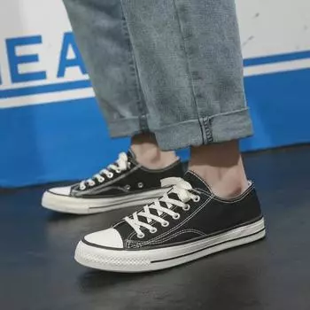 Мужские низкие парусиновые туфли 1970-х годов: Модная, дышащая, универсальная повседневная обувь для пар в корейском стиле 35