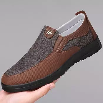 Мужские низкие туфли Old Beijing Cloth 2024 Весна/Осень - дышащие, повседневные туфли Daddy 41 серый