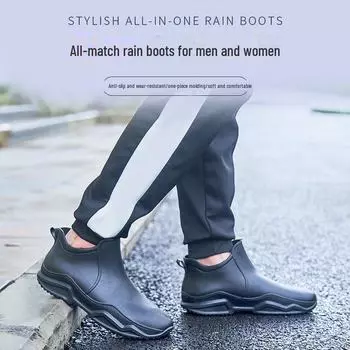 Мужские низкие водонепроницаемые мотоциклетные сапоги для езды на мотоцикле - нескользящая резиновая обувь для рыбалки зелёный