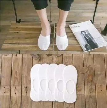 Мужские носки 1 пара модных мужских носков-лодочек с нескользящей невидимой внутренней подкладкой, мягкие и дышащие хлопковые носки, аксессуары white
