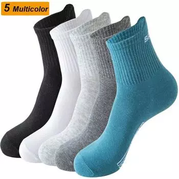 Мужские носки, 5 пар, дышащие спортивные носки из органического хлопка, повседневные спортивные весенне-летние новые мужские носки 5 Pairs(Mixed) разноцветный