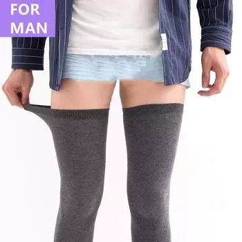 Мужские носки до бедра, длинные носки выше колена, мужские чулки до бедра чёрный