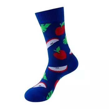 Мужские носки до середины икры с фруктовым дизайном: ананас, арбуз. Противоскользящие, дышащие, хлопковые, для спортзала, бега, спорта. One Size(EU 38-45)