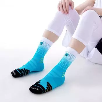 Мужские носки до середины икры с градиентом, настоящие боевые баскетбольные элитные носки, профессиональные носки для тренировок, размеры 39–44, Tide One-size белый/чёрный