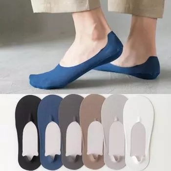 Мужские носки из ледяного шелка, модные повседневные хлопковые носки, дышащие невидимые не-тапочки, носки-невидимки one size чёрный