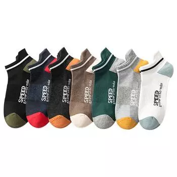 Мужские носки Летние носки Впитывающие пот носки Короткие носки Дышащие спортивные носки Контрастные цвета Носки-лодочки Хлопковые носки Ручная работа зелёный