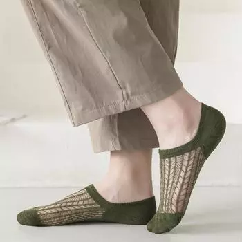 Мужские носки, летние полые, впитывающие влагу, дышащие невидимые носки, противоскользящие аксессуары серый