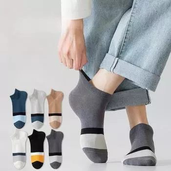 Мужские носки-лодочки из чистого хлопка, впитывающие пот, тонкие, низкие, спортивные, дышащие, короткие носки для весны и лета One Size белый