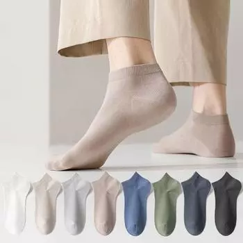 Мужские носки Невидимые носки до щиколотки Мужские летние дышащие тонкие носки-лодочки one size чёрный