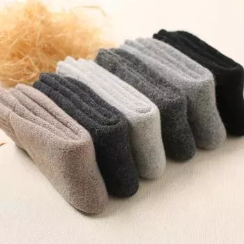 Мужские носки Plus Velvet Thick Cashmere Mid Socks Повседневные женские носки Осенние и зимние махровые носки Размер 38-44 EUR38-44 белый