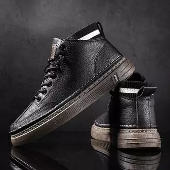 Мужские носки-сапоги, всесезонные, новые рабочие ботинки на мягкой подошве, модные повседневные кожаные ботинки, модные универсальные нескользящие ботинки 39