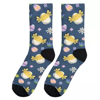 Мужские носки средней длины с принтом пасхального кролика и яйца, модные и милые, универсальный стиль, дышащие и теплые, идеальный выбор для подарка One Size