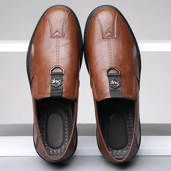 Мужские новые кожаные туфли, нескользящие, с мягкой подошвой, повседневные, дышащие, универсальные, туфли для папы 38