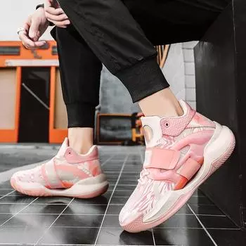 Мужские новые кроссовки для бега и занятий спортом для школьников младших классов, нескользящая дышащая профессиональная баскетбольная обувь 36 розовый
