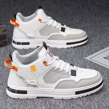 Мужские новые легкие дышащие кожаные повседневные кроссовки для бега, модные горячие продажи, универсальные нескользящие кроссовки на платформе 39 белый