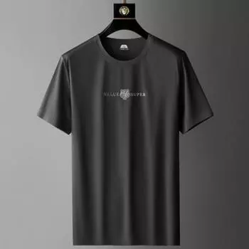 Мужские новые летние модные мужские повседневные футболки с короткими рукавами из ледяного шелка с короткими рукавами для молодежи и среднего возраста S