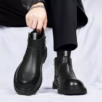 Мужские новые модные брендовые удобные ботильоны в стиле ретро удобные модные ботинки челси деловые туфли для свиданий формальные туфли для вечеринок 39 чёрный