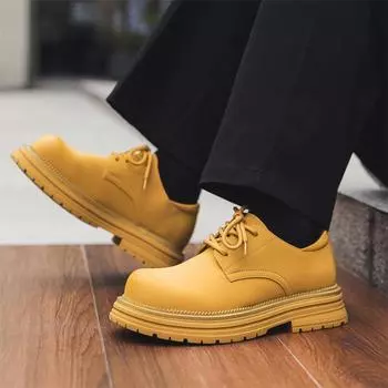 Мужские новые модные маленькие кожаные туфли в британском стиле на платформе, модные повседневные туфли Martin 24342-K 41 жёлтый