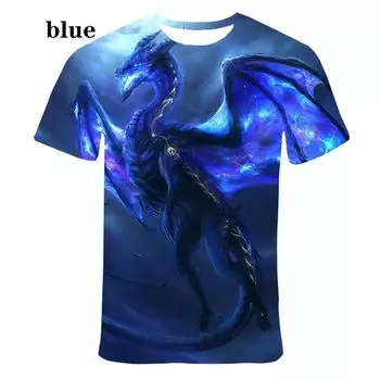 Мужские новые модные забавные повседневные футболки с 3D принтом дракона, уличные футболки для мужчин, футболка для мальчиков больших размеров S