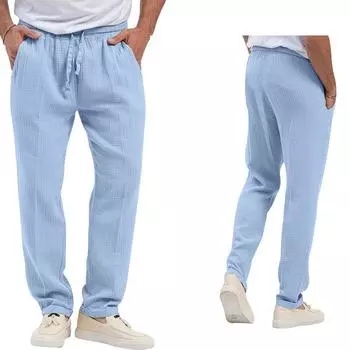 Мужские новые повседневные брюки однотонные свободные прямые брюки большого размера M белый