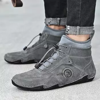 Мужские новые повседневные зимние ботинки из натуральной кожи с мягкой подошвой для активного отдыха, походов, альпинизма, путешествий, противоскользящая обувь 38 чёрный