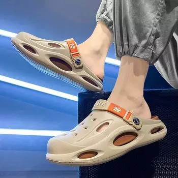 Мужские новые сандалии Baotou drag hollow casual для дома и улицы, легкие мужские пляжные сандалии для ходьбы прилив 40 хаки