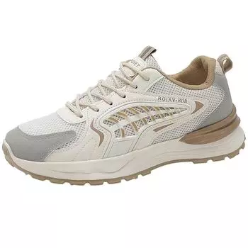 Мужские новые весенне-осенние дышащие сетчатые повседневные спортивные туфли на толстой подошве и с увеличенной высотой, легкие кроссовки для бега 39 бежевый