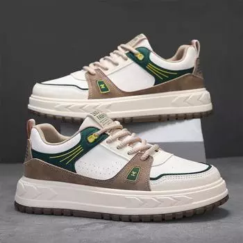 Мужские новые весенние 2025 повседневные спортивные кожаные водонепроницаемые стильные универсальные износостойкие низкие кроссовки на толстой подошве 39 standard sneaker size