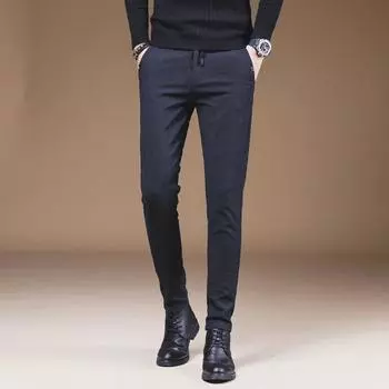 «Мужские облегающие эластичные брюки — модные однотонные повседневные брюки на весну и осень» 32 (2 Feet 5) 140 Jin
