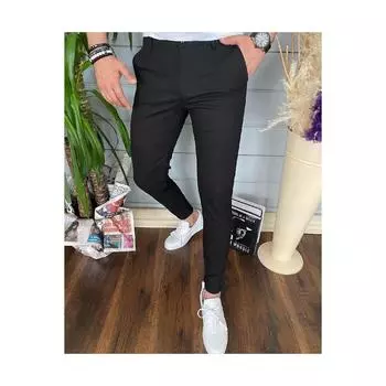 Мужские облегающие черные льняные брюки