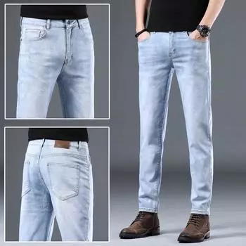 Мужские облегающие джинсы скинни, классический эластичный фасон, повседневные брюки цвета хаки Ami. Size 28 (100 jin) чёрный