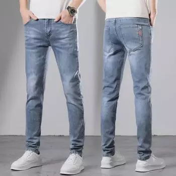 Мужские облегающие светло-голубые эластичные джинсы - модные весенние повседневные брюки 36