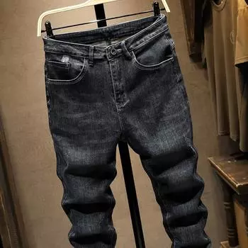 Мужские облегающие узкие джинсы на маленькую ногу. Мужские универсальные весенние новые эластичные спортивные повседневные брюки регулярного кроя. 38