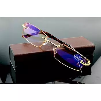 Мужские очки для чтения Royal Deluxe из титанового сплава с алмазной огранкой, неглубокие коричневые очки для чтения +1 +1,5 +2 +2,5 +3 +3,5 +4 +0.75 золотой