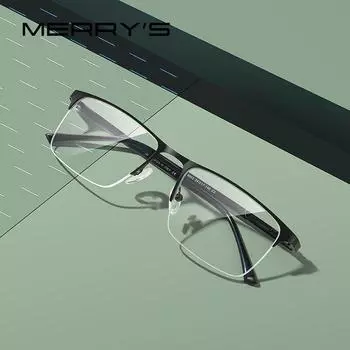 Мужские очки MERRYS DESIGN из сплава, оправа для очков, мужские квадратные полуоптические сверхлегкие очки S2102 чёрный